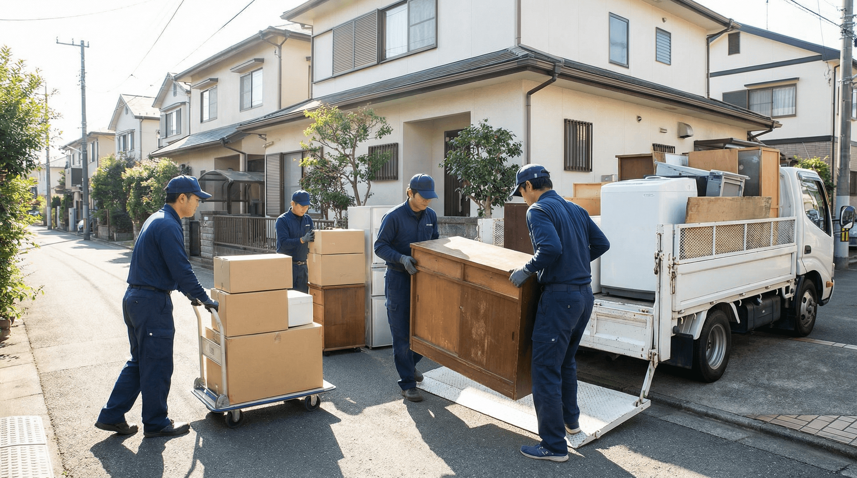 トラックへ不用品を積み込む回収作業