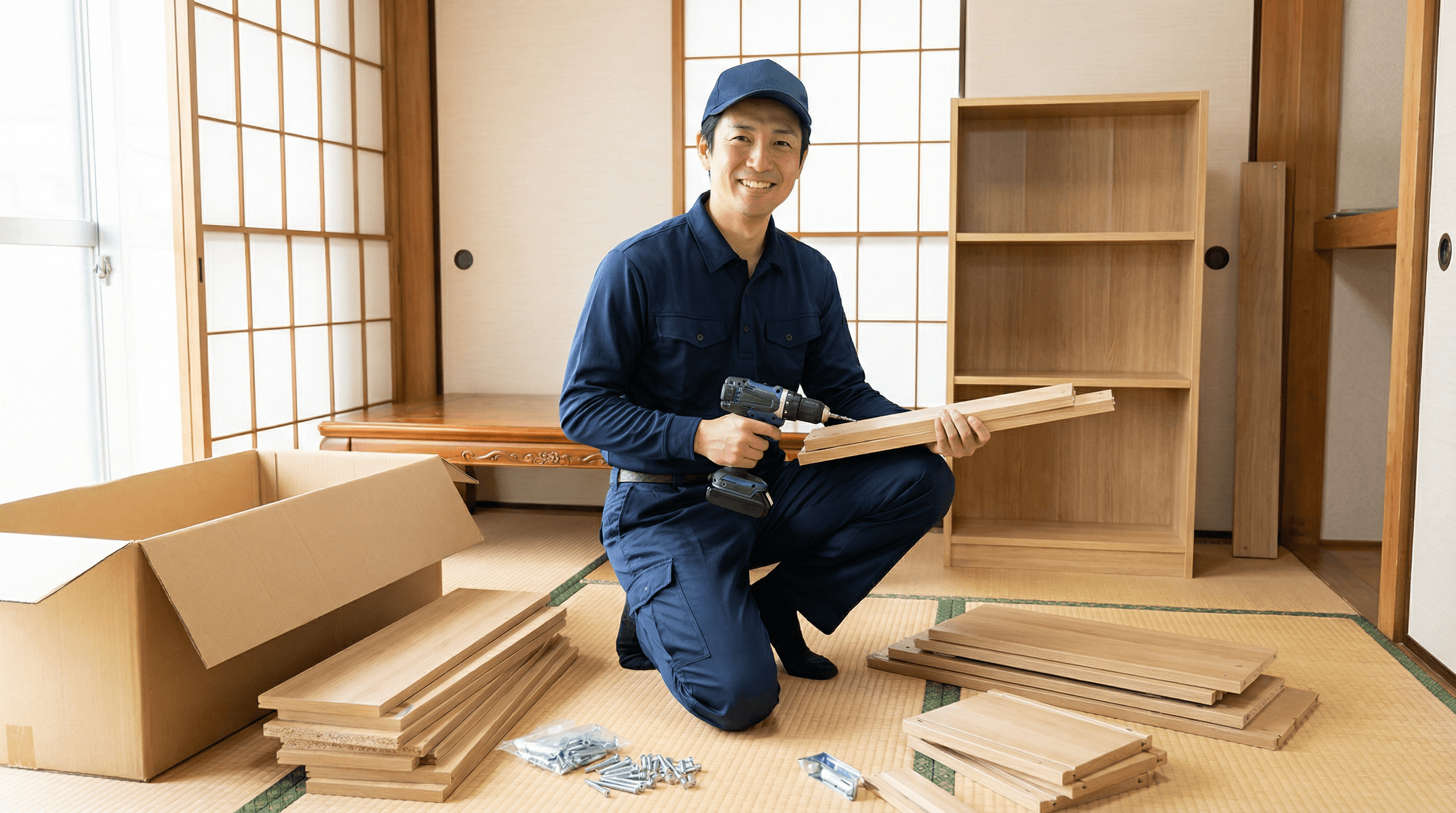 家具組み立てなど軽作業を行うスタッフ